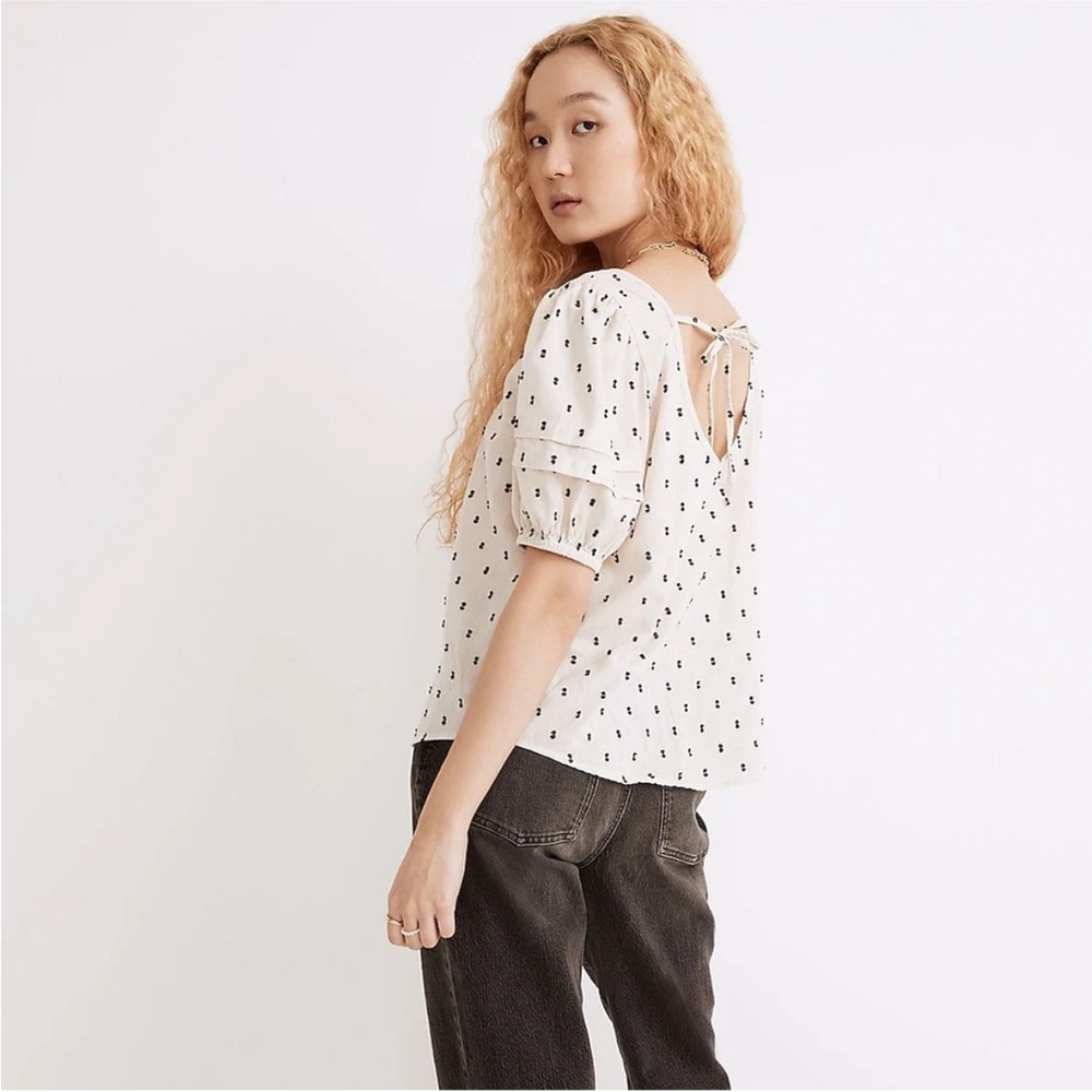 Madewell Tie-Back Puff-Sleeve Top